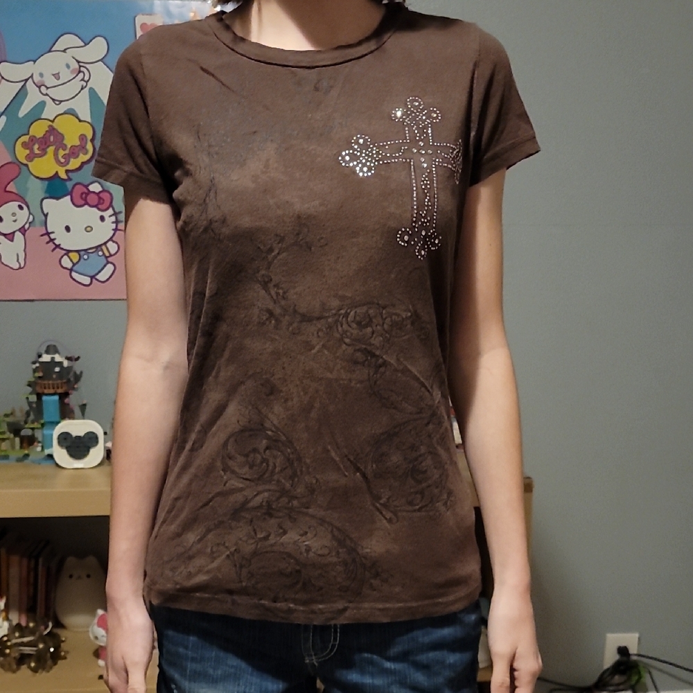 Brown Embellished Women's Top